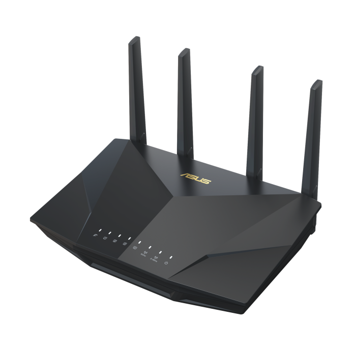 ASUS RT-AX5400 Dual-Band WiFi 6 Extendable Router, up to 5400 Mbps, Built-in VPN, AiProtection Pro, Parental Controls, Instant Guard, AiMesh Compatible, Black, Model 90IG0860-MO9B00