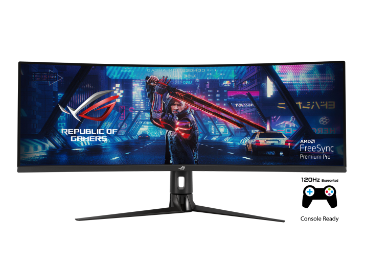 ASUS ROG Strix XG49VQ 49" Super Ultra-Wide Curved Gaming Monitor, Dual Full HD 3840x1080 Display, 144Hz Refresh Rate, FreeSync 2 HDR, GameVisual & GamePlus Modes, Slim Bezel Design 90LM04H0-B01170