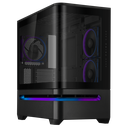 ASUS Prime AP202 TG ARGB MicroATX Computer Case, Tempered Glass Side Panel, Addressable RGB Lighting, Supports up to 360mm Radiator, 420mm GPU, Removable Dust Filters, Black 90DC00P0-B19000