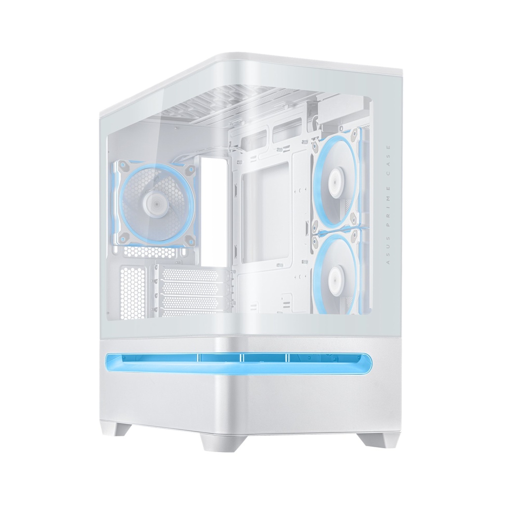 ASUS Prime AP202 ARGB MicroATX PC Case, Tempered Glass Side Panel, 3x ARGB Fans, Patented GPU Cooling Vent, Supports 360mm Radiator, Up to 420mm GPU, USB-C, Dust Filters, White 90DC00P3-B19000