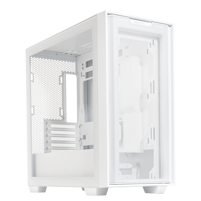 ASUS 90DC00H3-B19010 A21 PLUS Micro-ATX Case (White)  BTF Hidden-Connector Compatible, Tempered Glass, 4x Pre-installed ARGB Fans