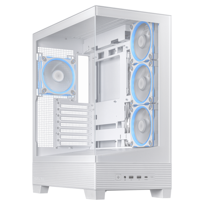 [90DC00R3-B19000] ASUS 90DC00R3-B19000 A31 PLUS ATX Case  BTF Hidden-Connector Compatible, 8° Angled Base, Panoramic Tempered Glass, 360mm Radiator Support, white