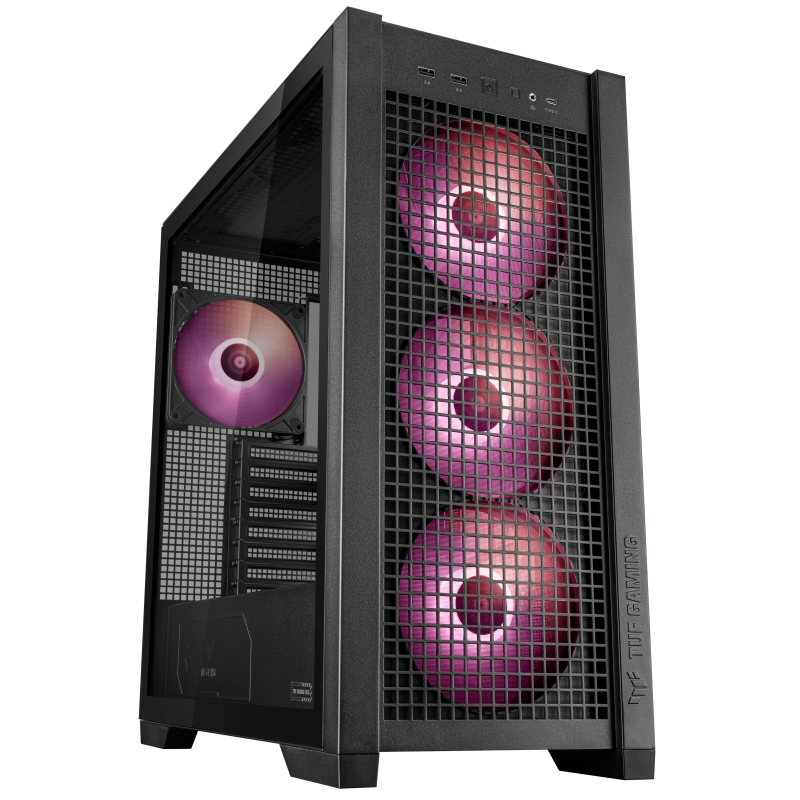 ASUS 90DC00I0-B19000 TUF Gaming GT302 ARGB Mid-Tower Case BTF Compatible, 4x Pre-installed 140mm ARGB Fans, Supports E-ATX Motherboards