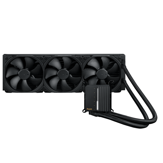 ASUS ProArt LC 420 CPU Liquid Cooler, 420mm Radiator, 3x Noctua NF-A14 IndustrialPPC 2000 PWM 140mm Fans, 2000 RPM Speed, 107 CFM Airflow, Copper CPU Plate, High Performance, Black 90RC00N0-M0UAY0