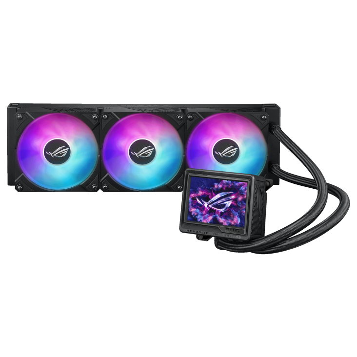 ASUS ROG Ryujin III 360 ARGB Extreme Liquid CPU Cooler, 360mm Radiator, 120mm ROG Magnetic Daisy-Chain Fan, 89.73 CFM Airflow, 2800 RPM Speed, 3.5" LCD Display, High Performance, Black 90RC0131-M0EAY0