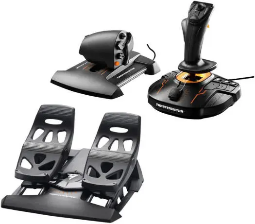 Thrustmaster T.16000M FCS Flight Pack Game Controller – Joystick, Throttle and Rudder Pedals for PC, Ambidextrous Stick, H.E.A.R.T Magnetic Technology, 30 Action Buttons TM-JSTK-T16000-FCS-FGHTPK