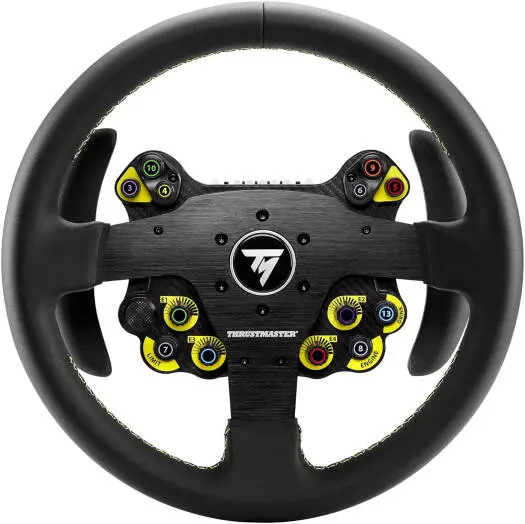 Thrustmaster EVO Racing 32R Leather Wheel with removable rims and paddle shifters, 25 action buttons, 7 LEDs and brushed aluminum faceplate TM-WHL-EVO-RACING-32R