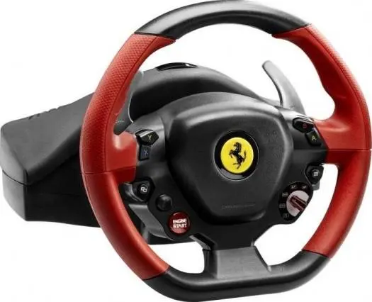 Thrustmaster Ferrari 458 Spider Racing Wheel, Kinect Detection LED, Adjustable Wheel Sensitivity, Central Clamping System, Xbox One, Red  TM-WHL-FRARI458-SPDR
