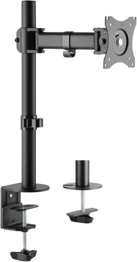 VEOTECH 91-LDT07C011 Economy Desk Mount – fits 13''-27'' LCD screens up to 8kg, 360° rotary VESA plate, cable management, 2 mounting options, adjustable height, Black. 91-LDT07C011