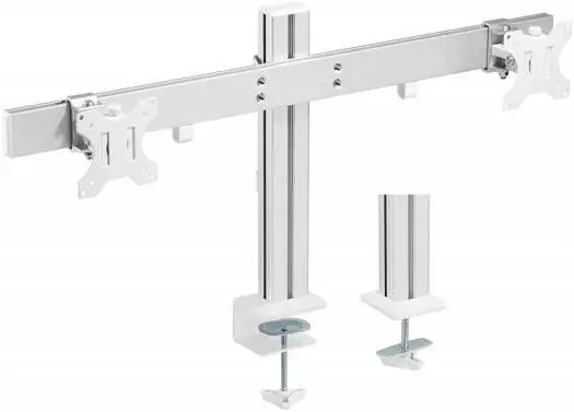 Newstar 91-LDT38C02 Dual Display Crossbar Monitor Arm – fits 17''-32'' screens up to 8kg, independent height adjustment, cable management, sleek White design. 91-LDT38C02