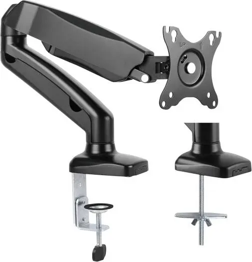 VEOTECH 91-LDT53C012 Monitor Arm – fits 17″-32″ curved monitors up to 9 kg, 360° rotary VESA, spring assisted, integrated cable management, Black. 91-LDT53C012