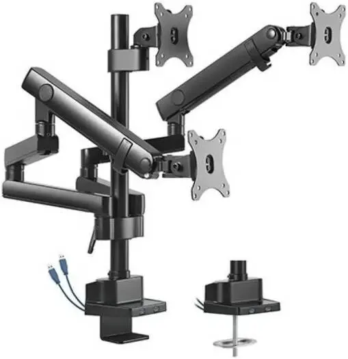 VEOTECH 91-LDT20C036UP Counterbalance Monitor Desk Mount – fits 17''-27'' monitors up to 7kg, 100x100 VESA, built-in 2x USB 3.0 ports & cable management, Black. 91-LDT20C036UP