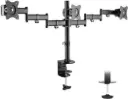 VEOTECH 91-LDT07C036 Triple Monitor Arm – fits 13''-27'' screens up to 8kg each, clamp & grommet mount, fully adjustable, 75x75 & 100x100 VESA, Black. 91-LDT07C036