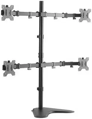 VEOTECH 91-LDT12T048N Quad Monitor Stand – fits 13''-32'' screens up to 8kg, 360° rotary & detachable VESA, adjustable height with cable management, Black. 91-LDT12T048N