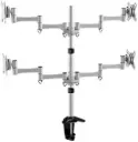 Newstar 91-LDT02C048 Quad Aluminum Monitor Desk Mount – fits 13''-27'' monitors up to 8kg, tilt & 90° swivel, 360° rotary VESA, integrated cable management, Silver. 91-LDT02C048