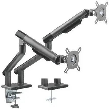 Newstar 91-LDT49C024 Dual Slim Aluminum Monitor Arms – fits 17''-32'' screens up to 9kg, spring-assisted with tension indicator, 180° rotation stop & cable management, Space Grey. 91-LDT49C024