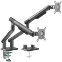 Newstar 91-LDT49C024 Dual Slim Aluminum Monitor Arms – fits 17''-32'' screens up to 9kg, spring-assisted with tension indicator, 180° rotation stop & cable management, Space Grey. 91-LDT49C024