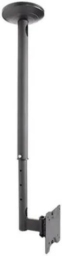 Newstar 91-LDA0511 TV Ceiling Mount – supports 32″-50″ TVs up to 25 kg, tilt −15°/+10°, swivel ±90°, adjustable ceiling profile (603.5–853.5 mm), Black. 91-LDA0511