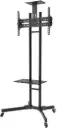 Newstar 91-T1028B TV Cart – fits 37''-70'' TVs up to 50kg, height adjustable with +10°/-10° tilt, heavy-duty casters, camera & AV shelf included, Black. 91-T1028B