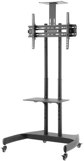Newstar 91-T1037M TV Cart – fits 37''-70'' TVs up to 50kg, height adjustable with toolless +10°/-10° tilt, heavy-duty casters, cable management system, Black. 91-T1037M