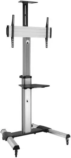 Newstar TTV04-46TW Manual Height Adjustable TV Stand – fits 37''-70'' screens up to 50kg, durable steel/aluminum build, smooth lift system, mobile design, Silver. TTV04-46TW