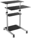 Newstar WST-01 Multi-Purpose Mobile Workstation – locking rotary knob, height adjustable, utility shelves, heavy-duty locking casters, moisture-resistant particle board, freestanding in Black. WST-01