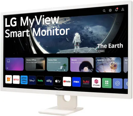 LG MyView 32SR50F-W Smart Monitor – 32″ IPS, FHD, webOS & ThinQ Home Dashboard, Wi-Fi & Bluetooth connectivity in sleek White. 32SR50F-W