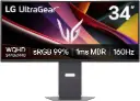 LG 34 inch UltraGear Curved Ultrawide Gaming Monitor, 3440×1440 WQHD, 160Hz, 1ms MBR, VA Panel, AMD FreeSync Premium, G-SYNC Compatible, HDR10, 99% sRGB, 1800R Curve, HDMI 2.0, DisplayPort 1.4, 34G600A-B