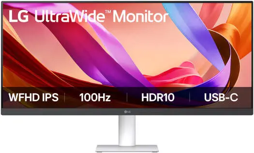 [29U531A-W] LG 29" 29U531A-W UltraWide 21:9 WFHD IPS Monitor, 2560×1080 Resolution, Built-in Stereo Speakers, USB-C Connectivity (Display & Data), HDMI Ports, Slim Design, White