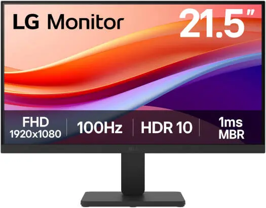 LG 22U401A-B Monitor – 22'' VA FHD display, 100Hz refresh rate, 1ms MBR, HDR Effect, Super Resolution+, Dynamic Action Sync & Flicker Safe, sleek Black. 22U401A-B