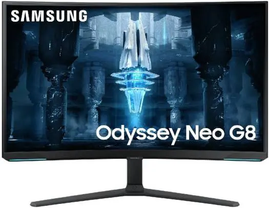 Samsung LS32BG850NMXUE Odyssey Neo G8 – 32'' 4K UHD curved VA display, 240Hz refresh rate, 1ms response, 1B colors, HDMI 2.1, DP 1.4, FreeSync Premium Pro, sleek White. LS32BG850NMXUE