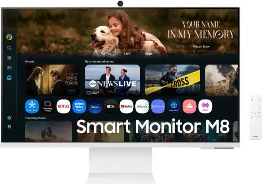 Samsung LS32FM801UMXUE M8 Smart Monitor – 32'' VA 4K display, 60Hz refresh rate, 4ms GtG, Tizen OS with Vision AI, Adaptive Picture & Game Bar 2.0, sleek White. LS32FM801UMXUE