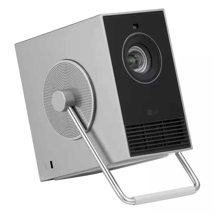 LG CineBeam Q HU710PB Portable 4K UHD Laser Projector – compact 3lb design, auto screen alignment, 120'' display, 3-channel laser with 154% DCI-P3, webOS streaming & AirPlay 2. HU710PB