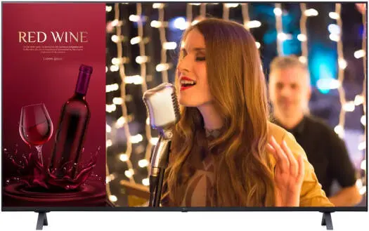 LG 55UR640S Digital Signage TV – 55'' 4K UHD display, webOS 6.0, 1200:1 contrast ratio, built-in 2.0ch speakers, mount included, reliable performance in sleek Black. 55UR640S