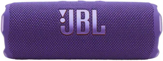 JBL Flip 7 Portable Bluetooth Speaker with 25W woofer + 10W tweeter, Bluetooth 5.4, lossless audio, waterproof, dustproof, and drop-proof design in purple. JBLFLIP7PUR