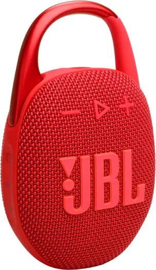 JBL Clip 5 Portable Speaker – JBL Pro Sound with 1.75'' driver & passive radiator, 12H playtime, IP67 waterproof, Auracast, wide carabiner clip for easy carry, Red. JBLCLIP5RED