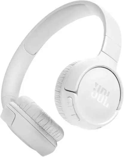 JBL Tune 520BT Wireless Headphones – Pure Bass sound, 57H battery life with speed charge, multi-point connection, voice aware mic, lightweight & foldable, White. T520BTWHT