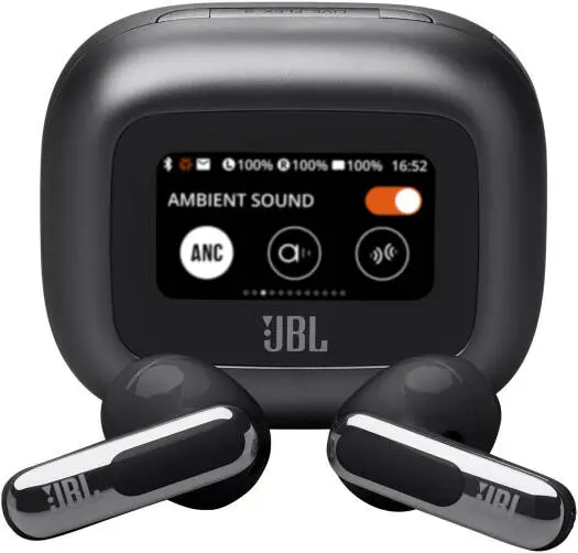 JBL Live Flex 3 Wireless Earbuds – True Adaptive Noise Cancelling, High-Resolution JBL Signature Sound, 50H battery, BT 5.3, IP54 waterproof, open-stick design, Black. JBLLIVEFLEX3BLK