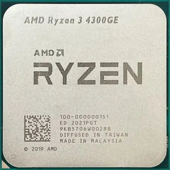 AMD Ryzen 3 4300GE AM4 Processor, 4 cores & 8 threads, up to 4.0GHz boost, efficient quad-core design for everyday performance. 100-000000151
