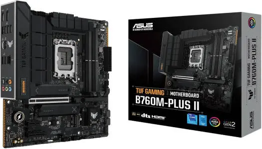 ASUS TUF Gaming B760M-Plus II delivers next-level stability and performance with DDR5 memory, PCIe 5.0, and durable TUF components built for reliable gaming power 90MB1HD0-M0EAY0