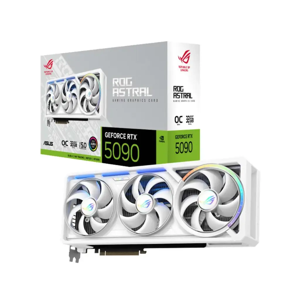 ASUS ROG Astral RTX 5090 White OC delivers elite gaming power with 32GB GDDR7 memory, 2580MHz boost, and stunning white design for high-end performance 90YV0LWA-M0NA00