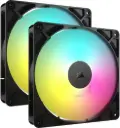 Corsair RS140 ARGB 140mm Case Fans with 1700 RPM speed, 95.5 CFM airflow, magnetic dome bearings, and daisy-chained PWM connectors — dual pack. CO-9050183-WW