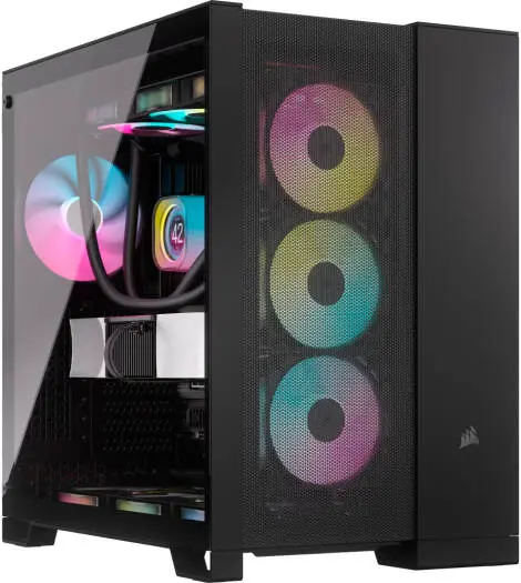 Corsair 6500D Airflow Mid-Tower Case with tempered glass, dual-chamber design, mesh panels, 360mm radiator & up to 13-fan support. CC-9011259-WW