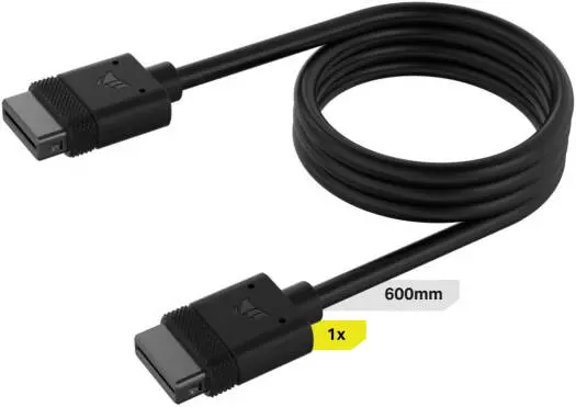 Corsair iCUE LINK 600mm Cable with straight connectors provides secure, clean connectivity for iCUE LINK components and modular setups. CL-9011119-WW