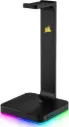 CORSAIR ST100 RGB Premium Headset Stand with dynamic RGB lighting, built-in 7.1 surround sound, 3.5mm jack, and dual USB 3.1 ports. CA-9011167-NA
