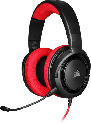 Corsair HS35 Stereo Gaming Headset with 50mm drivers, noise-cancelling mic, memory foam earcups, adjustable fit, and wide device compatibility. CA-9011198-NA