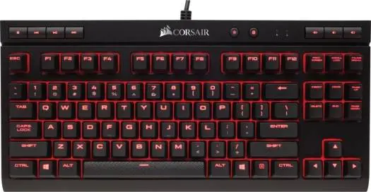 Corsair K63 Compact Mechanical Gaming Keyboard with Cherry MX Red switches, full NKRO, 100% anti-ghosting, and durable wired design. CH-9115020-NA