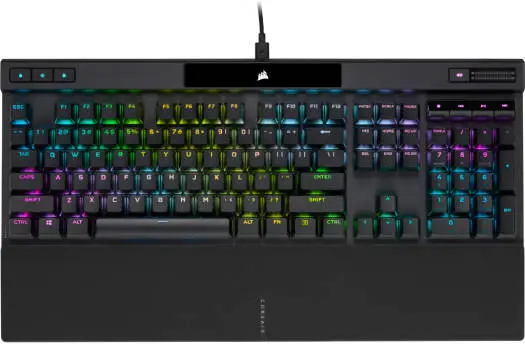 Corsair K70 Pro RGB Optical-Mechanical Keyboard with linear OPX switches, AXON hyper-polling, PBT keycaps, and detachable USB-C. CH-910941A-NA