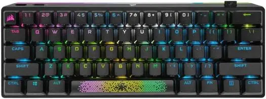 Corsair K70 RGB Pro Mini Wireless Keyboard with hot-swappable Cherry MX switches, PBT keycaps, and multi-device wireless compatibility. CH-9189010-NA