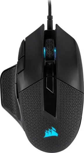 Corsair NightSword RGB Gaming Mouse with PMW3391 sensor, 18K DPI precision, adjustable weight system, 8 programmable buttons, and dynamic RGB. CH-9306011-NA